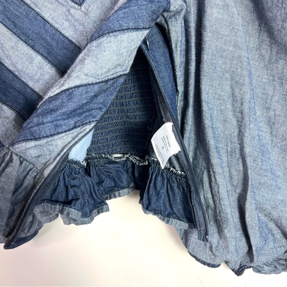 Anthropolgie Love The Label Blue Denim Puff Sleeve Top Size Small - Picture 8 of 9